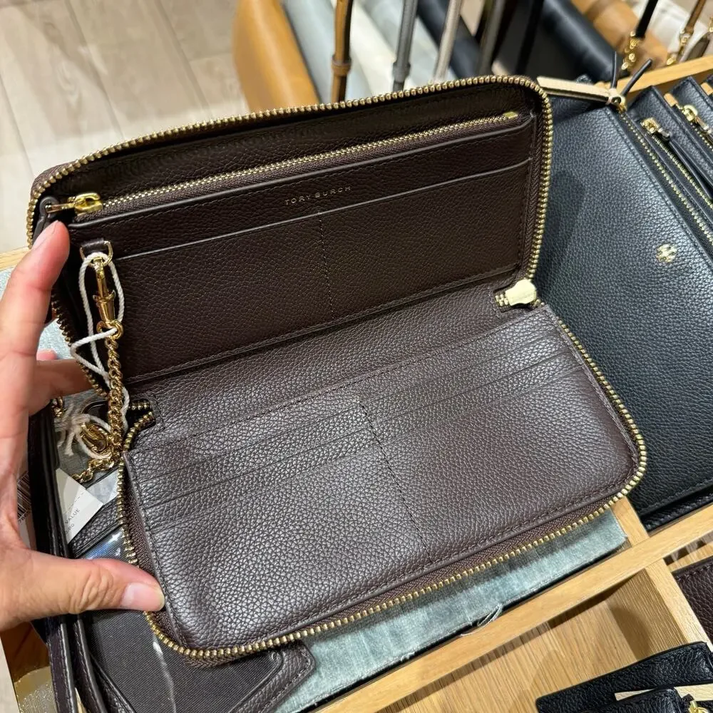 New‼️Tory Burch Thea Zip Continental Wallet 169972 Deep Brown $250